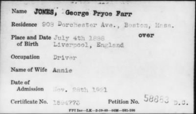 1901 > JONES, George Pryoe Farr