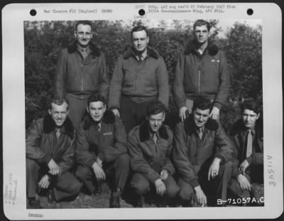 Thumbnail for General > Lt. Owens And Crew Of The 379Th Bomb Group Pose For The Photographer At An 8Th Air Force Base In England, 19 April 1945.