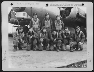 General > Lt. Wickheiser And Crew Of The Boeing B-17 "Flying Fortress" Of The 390Th Bomb Group Pose By Their Plane At Their Base In England On 25 February 1945.