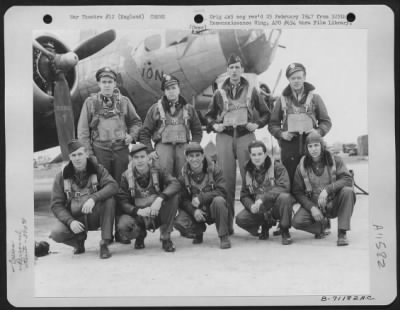 Thumbnail for General > Lt. O'Conner And Crew Of The Boeing B-17 "Flying Fortress" Of The 390Th Bomb Group Pose By Their Plane At Their Base In England On 2 April 1945.