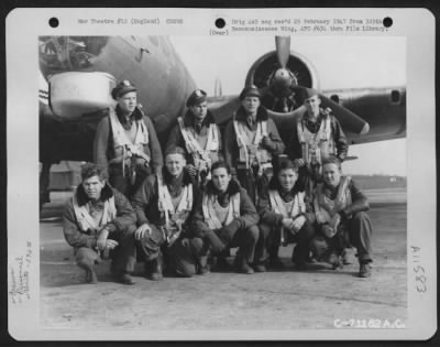 Thumbnail for General > Lt. Miller And Crew Of The Boeing B-17 "Flying Fortress" Of The 390Th Bomb Group Pose By Their Plane At Their Base In England On 2 April 1945.