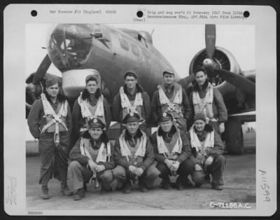 General > Lt. Williams And Crew Of The Boeing B-17 "Flying Fortress" Of The 390Th Bomb Group Pose By Their Plane At Their Base In England On 10 April 1945.