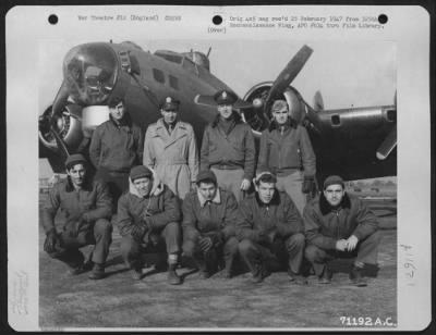 Thumbnail for General > Lt. Nolan And Crew Of The Boeing B-17 "Flying Fortress" Of The 390Th Bomb Group Pose By Their Plane At Their Base In England On 12 February 1945.