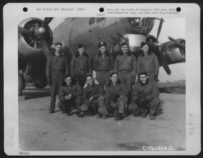 Thumbnail for General > Lt. Tracy And Crew Of The Boeing B-17 "Flying Fortress" Of The 390Th Bomb Group Pose By Their Plane At Their Base In England On 7 December 1944.