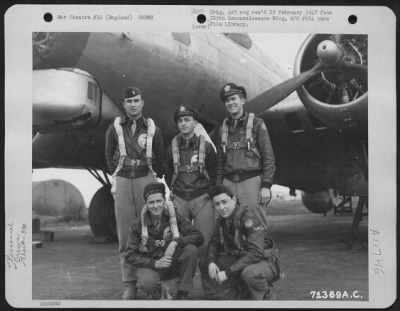 General > Lt. Hedricks And Crew Pose Beside A Boeing B-17 "Flying Fortress" Of The 390Th Bomb Group At An 8Th Air Force Base In England.  16 January 1945.
