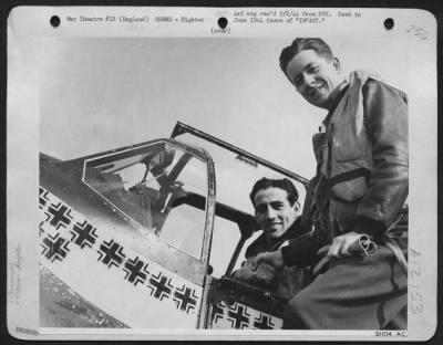 Fighter > ENGLAND-Capt. Don Gentile (left) and an unidentified friend.