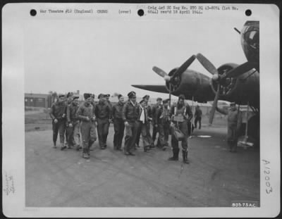 Thumbnail for General > Boeing B-17 Crew Members, Attached To The 359Th Bomb Squadron, 303Rd Bomb Group, Head For The Interrogation Room At Their Base At Norfolk, England After Returning From A Mission Over Enemy Territory On 6 November 1943.