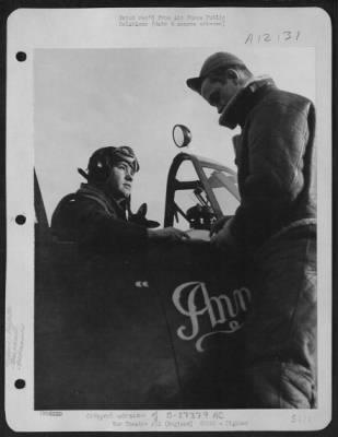 Thumbnail for Fighter > 1St Lt. William Hegman, Holly Bluff, Miss., And His Crew Chief Robert J. Fitzgerald, Duluth, Minn. Of The 8Th Air Force In England.  Lt. Hegman Is Shown In His Republic P-47 'Ann'.