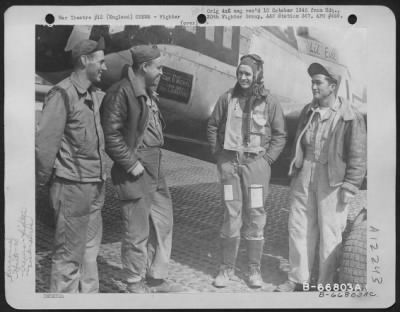 Thumbnail for Fighter > Capt. D. Michel Talks With Crew Chief T/Sgt. L.A. Martens And Other Members Of The Ground Crew Of The North American P-51 "Li'L Eva" Of The 20Th Fighter Group In England.