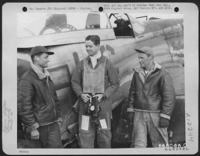 Fighter > Capt. Herbert And Ground Crew Beside A North American P-51 Mustang Of The 20Th Fighter Group In England.