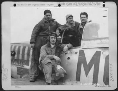 Thumbnail for Fighter > Lt. Ingebreitsen And Ground Crew On The Wing Of A North American P-51 Mustang Of The 20Th Fighter Group.  England.