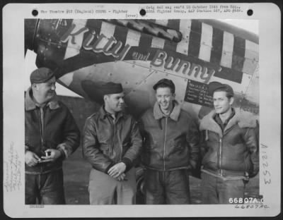 Thumbnail for Fighter > Capt. C.R. Hamme And Ground Crew Of The North American P-51 Mustang 'Kitty And Bunny' Of The 20Th Fighter Group In England.