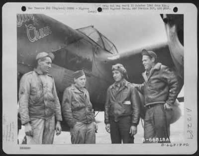 Thumbnail for Fighter > Lt. Fernandes, Pilot, And Ground Crew Beside The Lockheed P-38 "Little Chum" Of The 20Th Fighter Group In England.