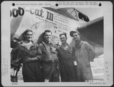 Thumbnail for Fighter > Capt. Bob Meyer, Pilot, And Ground Crew Members Beside The Lockheed P-38 Lightning 'Bob-Cat Iii' Of The 20Th Fighter Group In England.