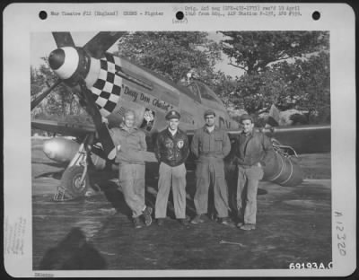 Fighter > Captain G.S. Burlingame And His Ground Crew Of The 352Nd Fighter Squadron, 353Rd Fighter Group, Poses Beside Their North American P-51 "Davy Don Chariot" At An Airbase In England.