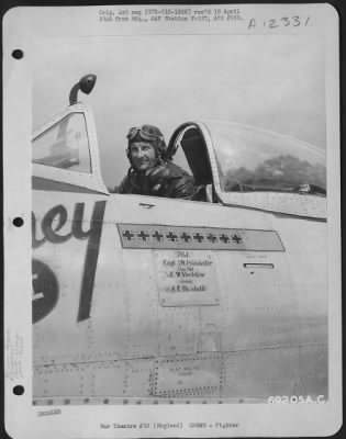 Fighter > Captain J.N. Poindexter, Pilot Of The 352Nd Fighter Squadron, 353Rd Fighter Group, Seated In The Cockpit Of His Republic P-47 At An Airbase In England.