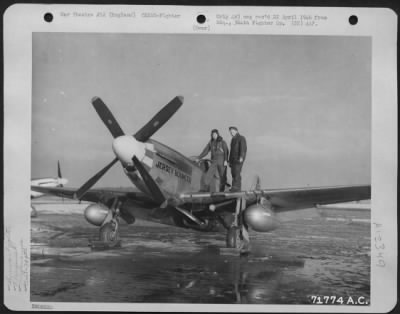 Fighter > Lt. Murphy And His Crew Chief Pose On The Wing Of Their North American P-51 'Jersey Bouncer' Of The 364Th Fighter Group At An 8Th Air Force Base In England.  20 December 1944.