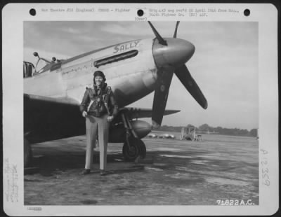 Thumbnail for Fighter > A Pilot Of The 364Th Fighter Group, 67Th Fighter Wing, Poses Beside His North American P-51 'Sally' At The 8Th Air Force Station F-375, Honnington, England.  14 October 1944.