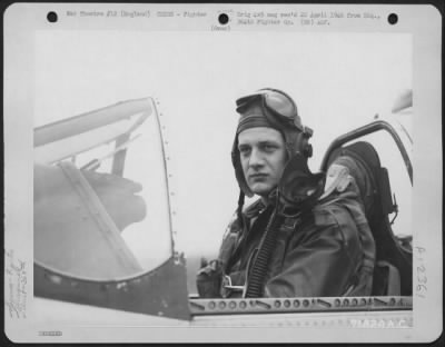 Thumbnail for Fighter > W.E. Cox, Pilot Of The 364Th Fighter Group, 67Th Fighter Wing, Poses In The Cockpit Of His North American P-51 At 8Th Air Force Station F-375, Honnington, England.  20 February 1945.