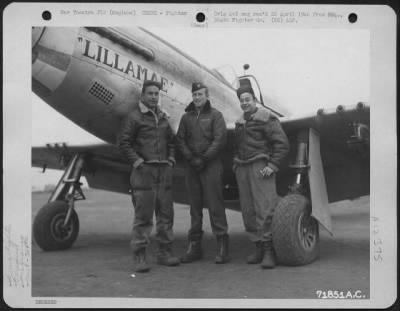 Fighter > Captain Pick, Pilot, Poses With His Ground Crew Beside The North American P-51 'Lillamae' Of The 364Th Fighter Group, 67Th Fighter Wing, At 8Th Air Force Station F-375, Honnington, England.  10 December 1944.