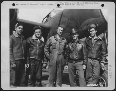 Fighter > Lt. Miller And Ground Crew Pose Beside A Lockheed P-38 Of The 364Th Fighter Group, 67Th Fighter Wing At 8Th Air Force Station F-375, Honnington, England.  20 April 1944.