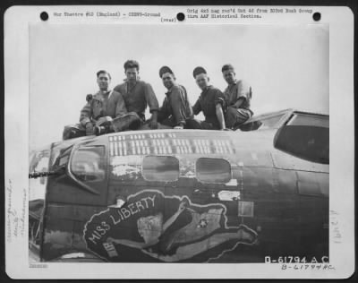 Ground > Ground Crew Of The 303Rd Bomb Group Sitting On The Boeing B-17 "Flying Fortress" "Miss Liberty".  England, 10 August 1944.