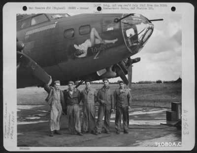 Thumbnail for Ground > Ground Personnel Of The Boeing B-17 'Wolfess' (A/C 953) Of The 305Th Bomb Group, Pose Beside Their Plane At An 8Th Air Force Base In England.  17 October 1943.