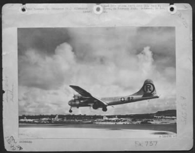 Consolidated > The Boeing B-29 Superfortress 'Enola Gay' Landing After The Atomic Bombing Mission On Hiroshima, Japan.  [Tinian, Marianas Islands]