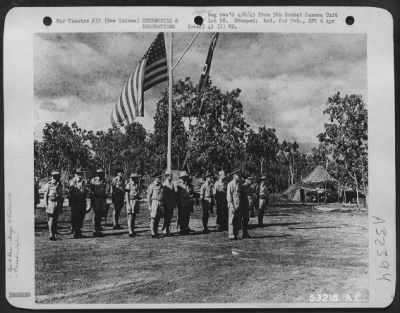 Thumbnail for Consolidated > General Ennis C. Whitehead and staff reviewing Australian soldiers at an air base somewhere in New Guinea.