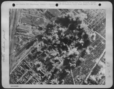 Consolidated > Striking at Germany's armored vehicle industry, 8th Air Force heavy bombers on 7 Oct 44 dropped heavy concentrations on the Buckau tank and motor transport factory at Magdeburg, about 80 miles Southeast of Berlin. Numerous fires were started and