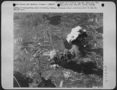 Consolidated > Bombing of Deurag-Nerag plant at Misburg, Germany. Estimated annual production prior 20 June 44: 220,000 tons.