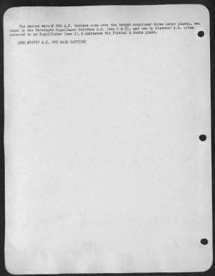 Consolidated > The second wave of 8th A.F. bombers come over the target comprised three large plants, two owned by the Vereingte Kugellager Fabriken A.G. (see C & E) and one by Fishcher A.G. often referred to as Kugelfisher (see A). B indicates the Ficktel & Sachs