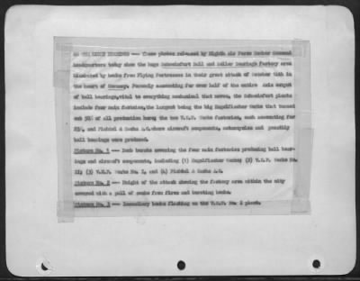 Consolidated > ON THE RIGHT BEARINGS-These photos released by Eighth Air Force Bomber Command headquarters today show the huge Schweinfurt Ball and Roller Bearings factory area blanketed by bombs from Flying Fortresses in their great attack of October 14th in