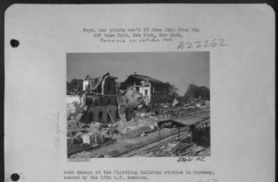 Consolidated > Bomb Damage At The Plattling Railroad Station In Germany Bombed By The 15Th Af Bombers.