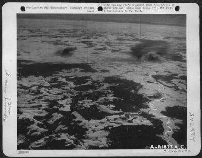 Thumbnail for Consolidated > With Installations Burning Fiercely, This Is The Picture Presented At Regensburg, Germany During Attack On 25 Feb 1944 By Boeing B-17 Flying Fortresses Of The 452Nd Bomb Group, 8Th Af.  Taken By S/Sgt. F. Ferreri.