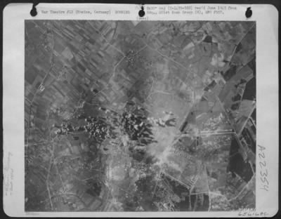 Consolidated > Bombs Dropped By Boeing B-17 Flying Fortresses Of The 401St Bomb Group Burst On The Target Of The Day -- An Airfield Near Rheine, Germany, 31 March 1945.