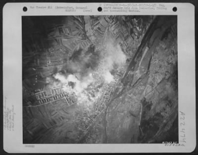 Consolidated > Bombing Of Ball Bearing And Aircraft Components Factories At Schweinfurt, Germany During A Mission By Planes Of The 320Th Bombardment Group, 441St Bomb Squadron, April 10 1945.