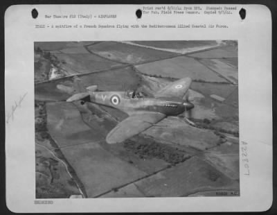 Consolidated > ITALY-A spitfire of a French Squadron flying with the Mediterranean Allied Coastal Air Force.