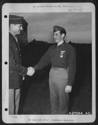 Consolidated > 2nd Lt. Harry T. Hanna of Box 130, RFD #1, Westfield, Ind., has just been awarded the Distinguished Flying Cross for extra-ordinary achievement while participating in aerial flight as pilot of a Lockheed P-38 Lightning in the Mediterranean Theatre.