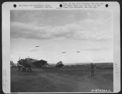 Consolidated > Three Birstol 'Beaufighters' Take Off From A Runway At An Airbase Near Grottaglie, Italy, On 17 November 1943, For A Mission Over Enemy Installations.