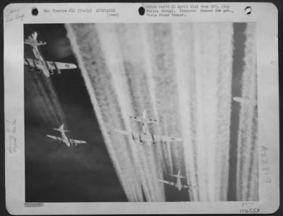 Consolidated > Before The 5Th Army Jumped Off For The Final Offensive Against The Krauts In Italy Heavies Of The 15Th Af And Mediums And Fighter Bombers Of The 12Th Af Worked Overtime In The Greatest Air Show Put On Thus Far In Italy.  Here Boeing B-17 "Flying  Fortress