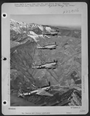 Consolidated > Scenically, This Is A Beautiful Picture, But Is A Picture Of War.  In The Snow-Covered Mountains Below The Formation Of Shiny Republic P-47 Thunderbolts Of The 12Th Af Are Units Of The American 5Th Army In The Appenines Of Italy.  The Planes Are Headed Fo