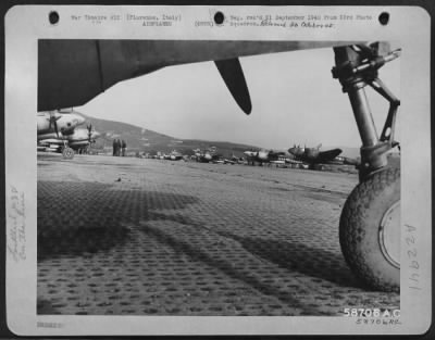 Thumbnail for Consolidated > Lockheed P-38 Lightnings On The Line At Florence Airport At Florence, Italy.  7 Feb. 1945.