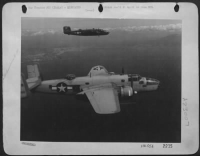 Thumbnail for Consolidated > Twin Engine North American B-25S Of The 12Th Aaf Follow The Italian Coast Line On Their Way To A Target In Northern Italy.  The Mitchells Have Been Striking Heavy Blows At German Communications Seriously Curtailing The Flow Of Supplies And Reinforcements