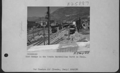 Thumbnail for Consolidated > Bomb Damage In The Trento Marshalling Yards In Italy.