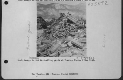 Thumbnail for Consolidated > Bomb Damage In The Marshalling Yards At Trento, Italy. 2 May 1945.