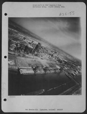 Consolidated > Aerial view of oil refinery plant at Ijmuiden, Holland.