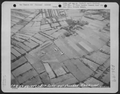 Consolidated > Aerial view of gliders used by 9th Troop Carrier Command during invasion of Holland. 17 Sept. 1944.