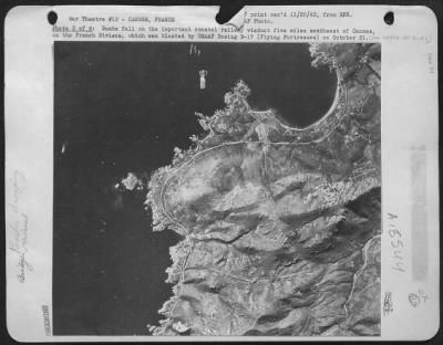 Cannes > Photo 3 Of 4:  Bombs Fall On The Important Coastal Railway Viaduct Five Miles Southwest Of Cannes, On The French Riviera, Which Was Blasted By Usaaf Boeing B-17 (Flying Fortresses) On October 31.  See 25974 Ac For #1.