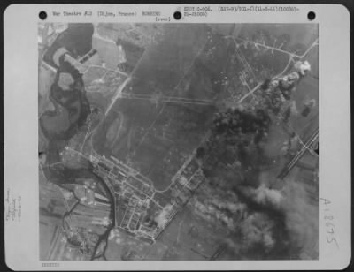 Dijon > Bomb Bursts Devastate Installations At Dijon/Longvic Airfield, France During A Bombing Mission By Planes Of The 93Rd Bombardment Group, 8Th Air Force On 14 August 1944.